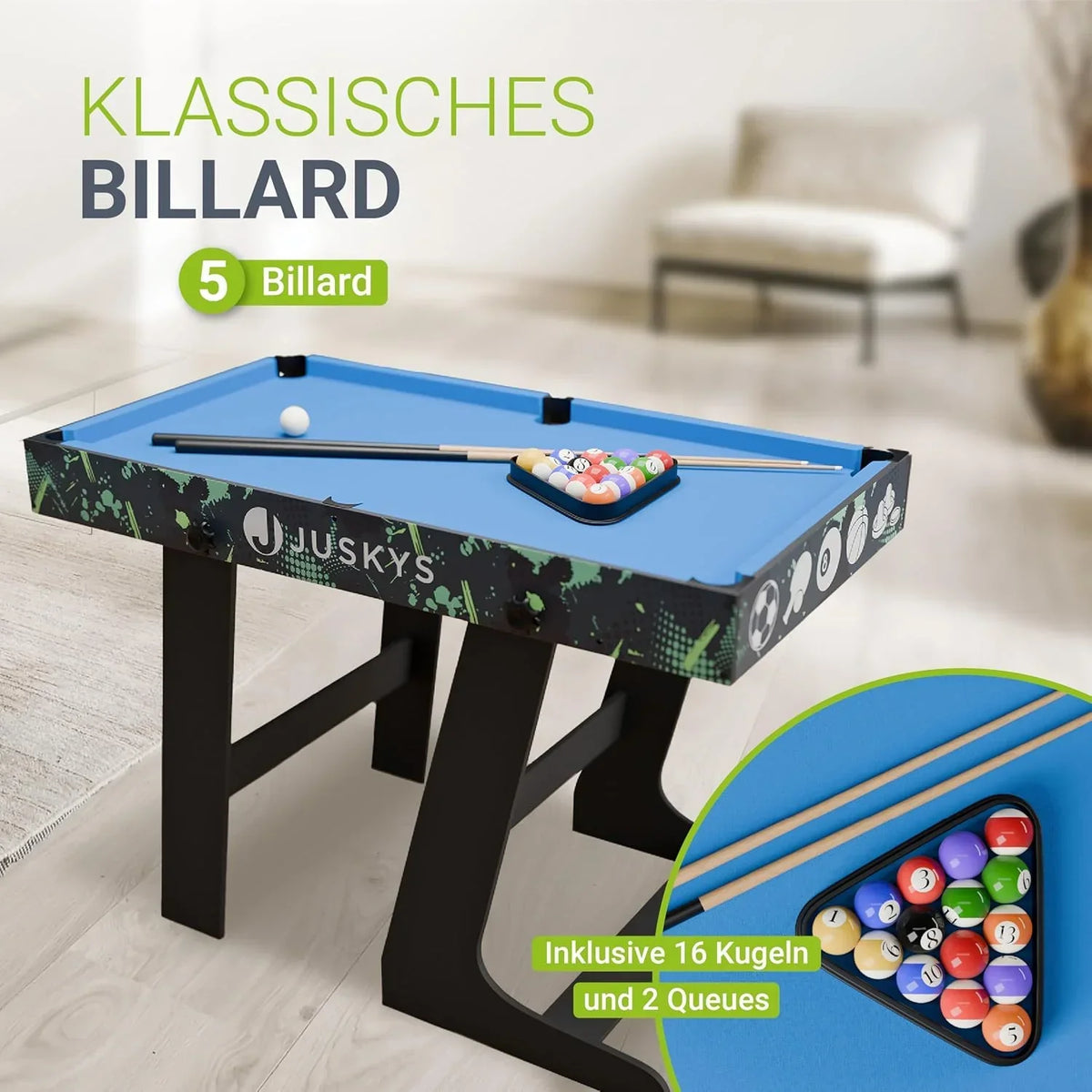 Mesa de juego multifuncional 5 en 1 plegable con mesa de ping-pong, futbolín, mesa de billar, hockey y baloncesto, modelo 24875