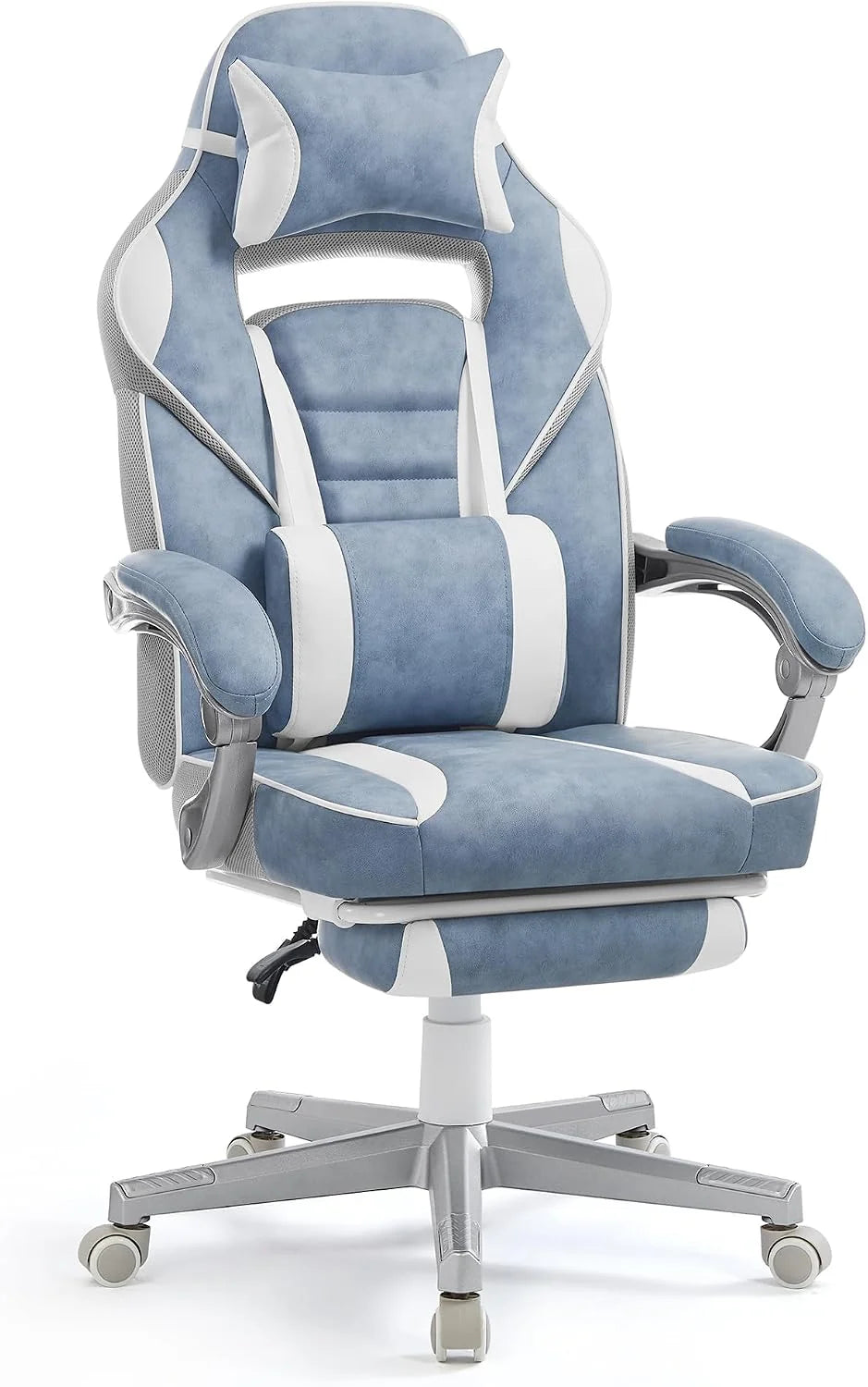 SONGMICS Fotel gamingowy, wysuwany podnóżek, odchylane oparcie