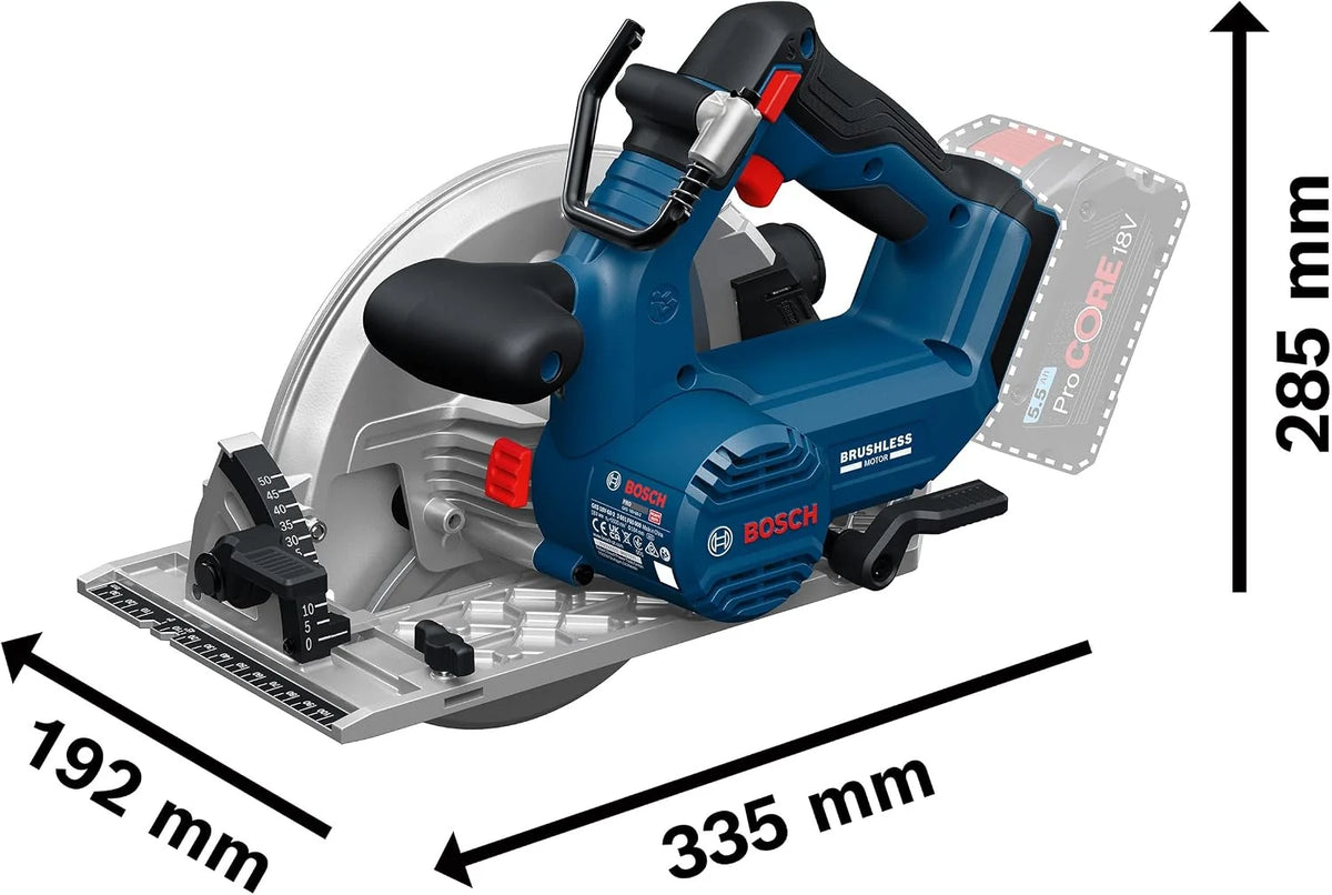 Bosch PRO 18V System Akumulatorowa pilarka tarczowa GKS GKS18V-68-2 (prowadnica do cięć pod kątem, tarcza, L-BOXX 238)