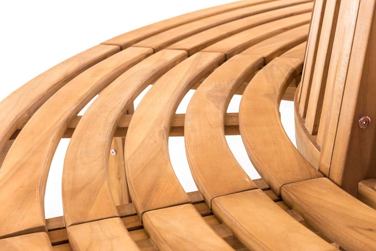 Banco circular para árbol CLP Baumbank Novum I Banco redondo con 8 plazas I Banco de madera natural con respaldo de madera de teca maciza, color: teca, tamaño: 200 cm