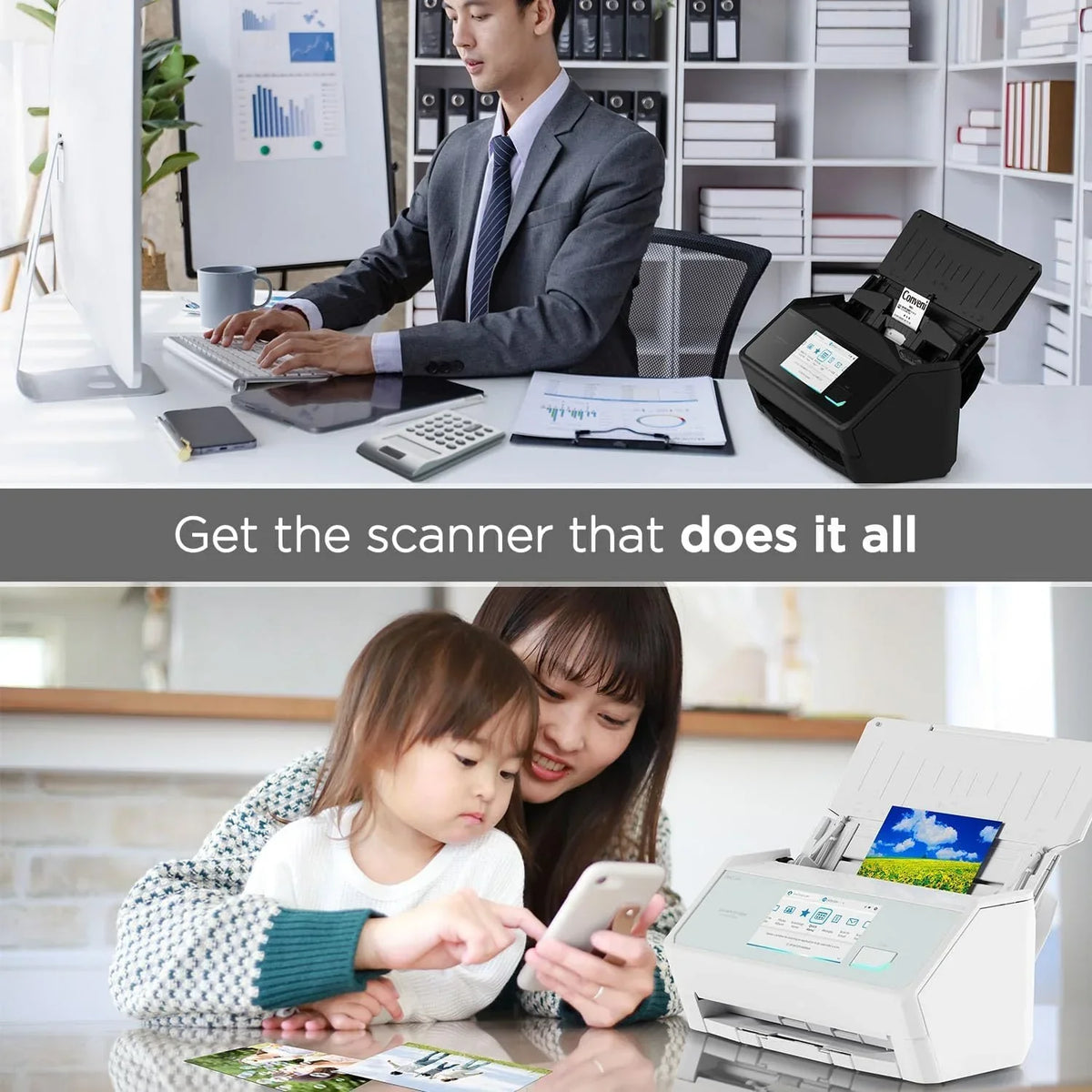 Escáner de documentos ScanSnap iX2500, dúplex, 45 ppm, ADF de 100 hojas, 600 ppp, pantalla táctil de 5 pulgadas, Wi-Fi/Bluetooth/USB