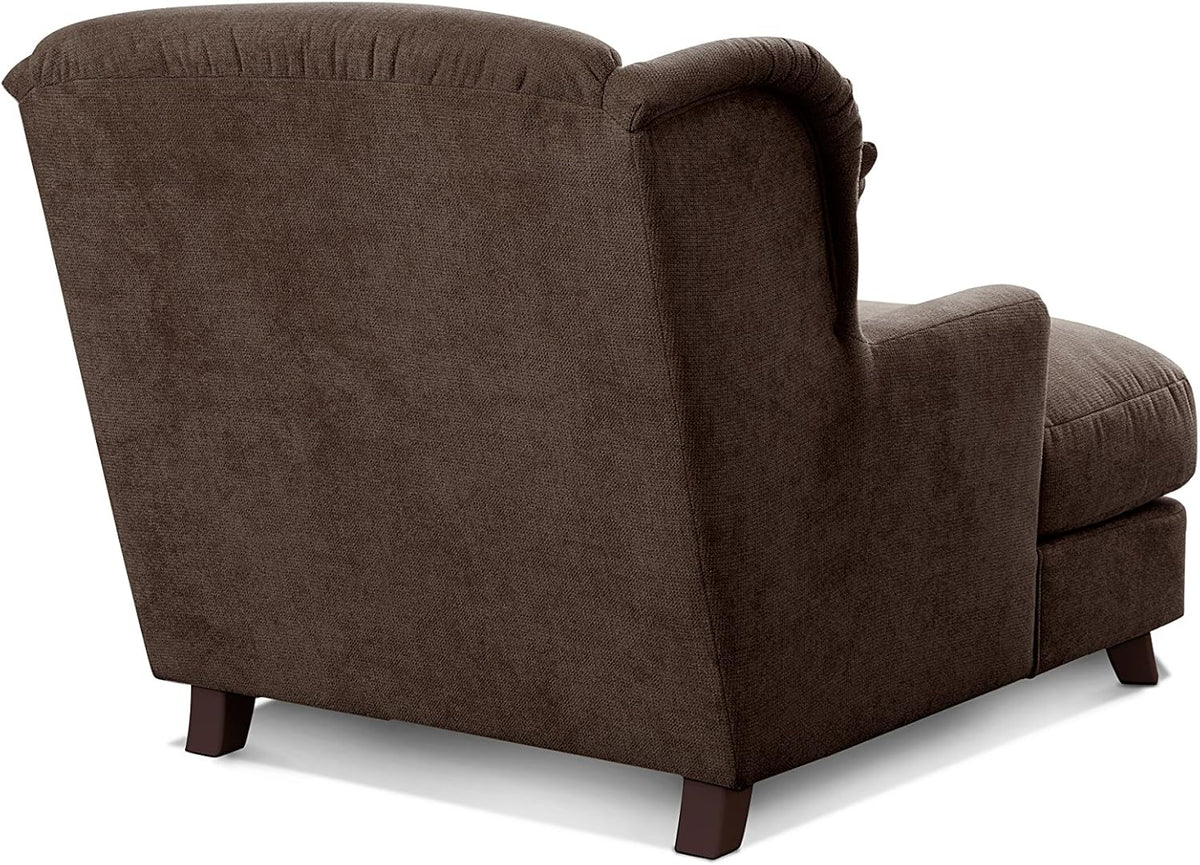 Sillón XXL Cavadore Assado / Sillón tapizado grande con patas de madera y asiento amplio / Incl. 2 cojines decorativos / 109 x 104 x 145 / Tejido de textura marrón oscuro
