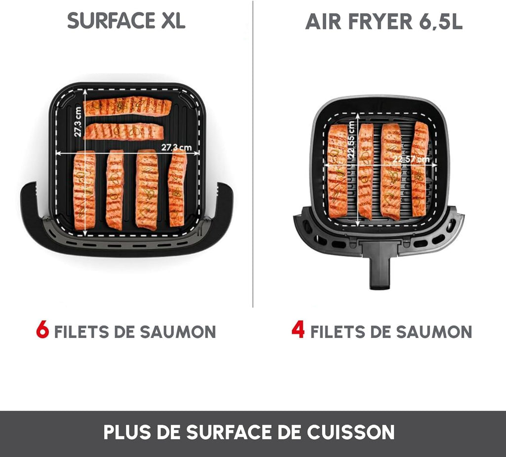LOTE Freidora de aire Moulinex Surface & Pizza 4 L, gran superficie de cocción, ventana de visualización, negro AL4018F0 + 3 utensilios Tefal: pelador de verduras K2071814 + pinza de cocina K2060714 + espátula K20608