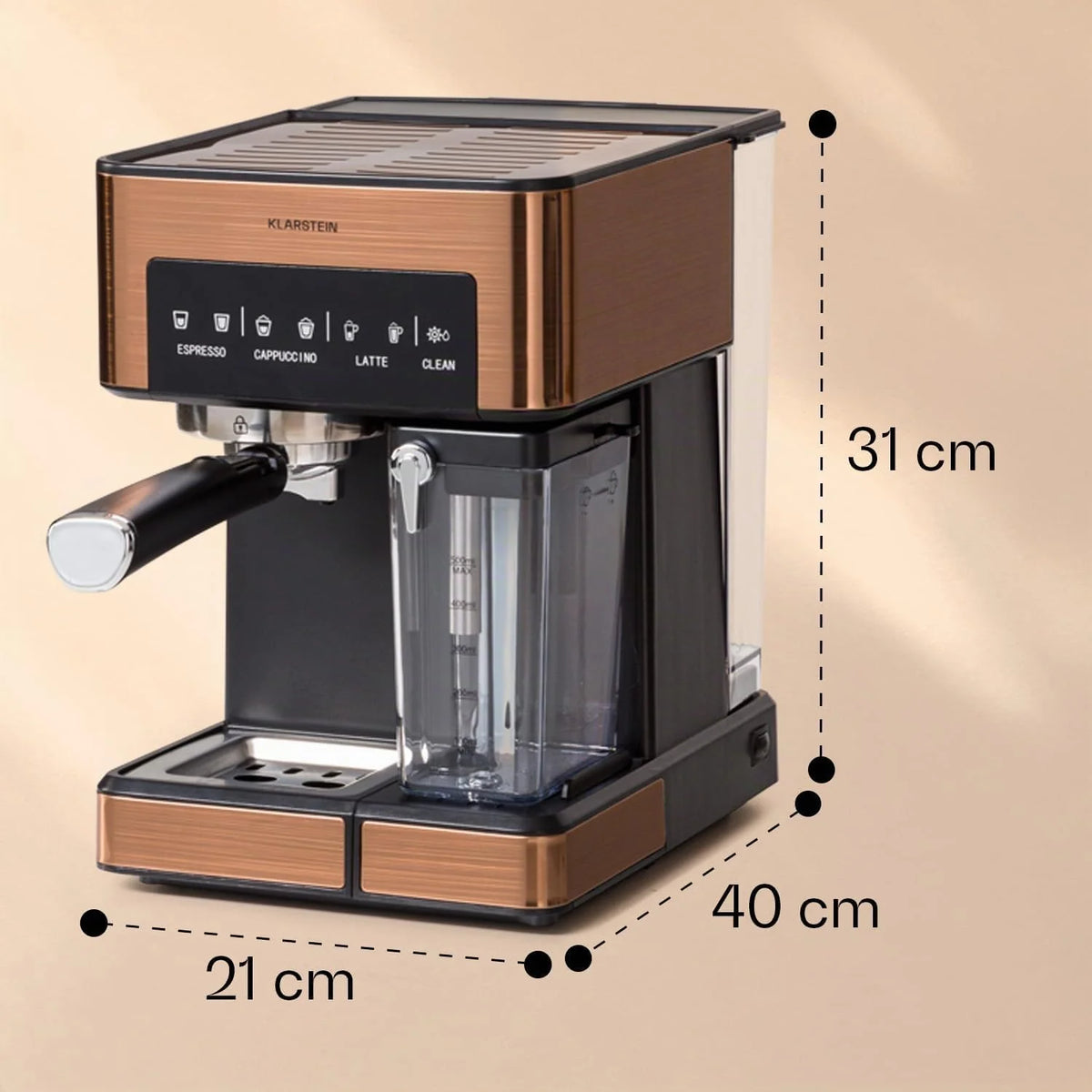 Ekspres kolbowy do espresso ze spieniaczem do mleka, Miniekspres do kawy 1,8 l z portafiltrem, Ekspres do kawy ze stali nierdzewnej z ciśnieniem 20 barów, 0,5-litrowy zbiornik na
