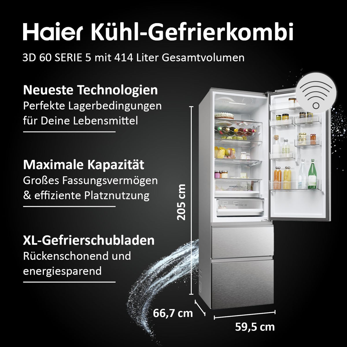 HAIER Refrigerador con congelador inferior HTW5620DNMG
