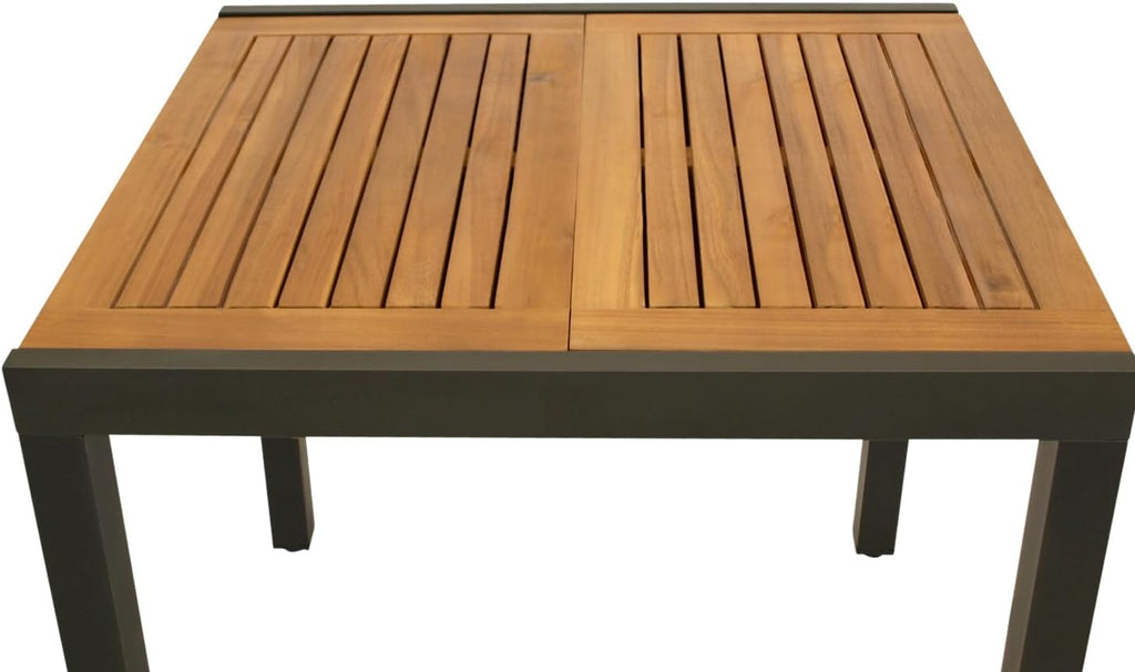 Mesa de jardín/balcón DEGAMO Vicenza de madera de acacia y aluminio, extensible 80/120x70cm, antracita, con certificación FSC