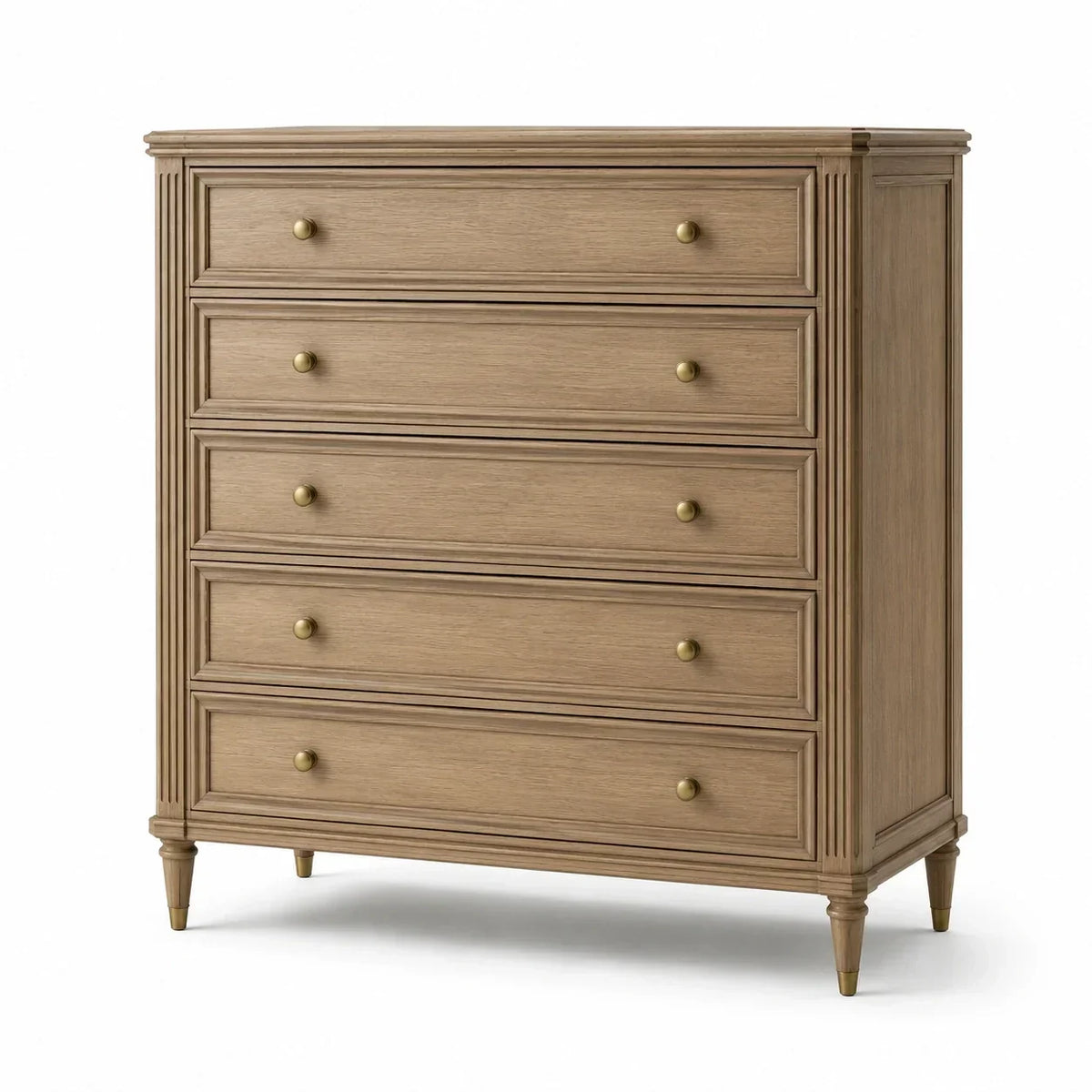 Cómoda de madera de roble con 5 cajones