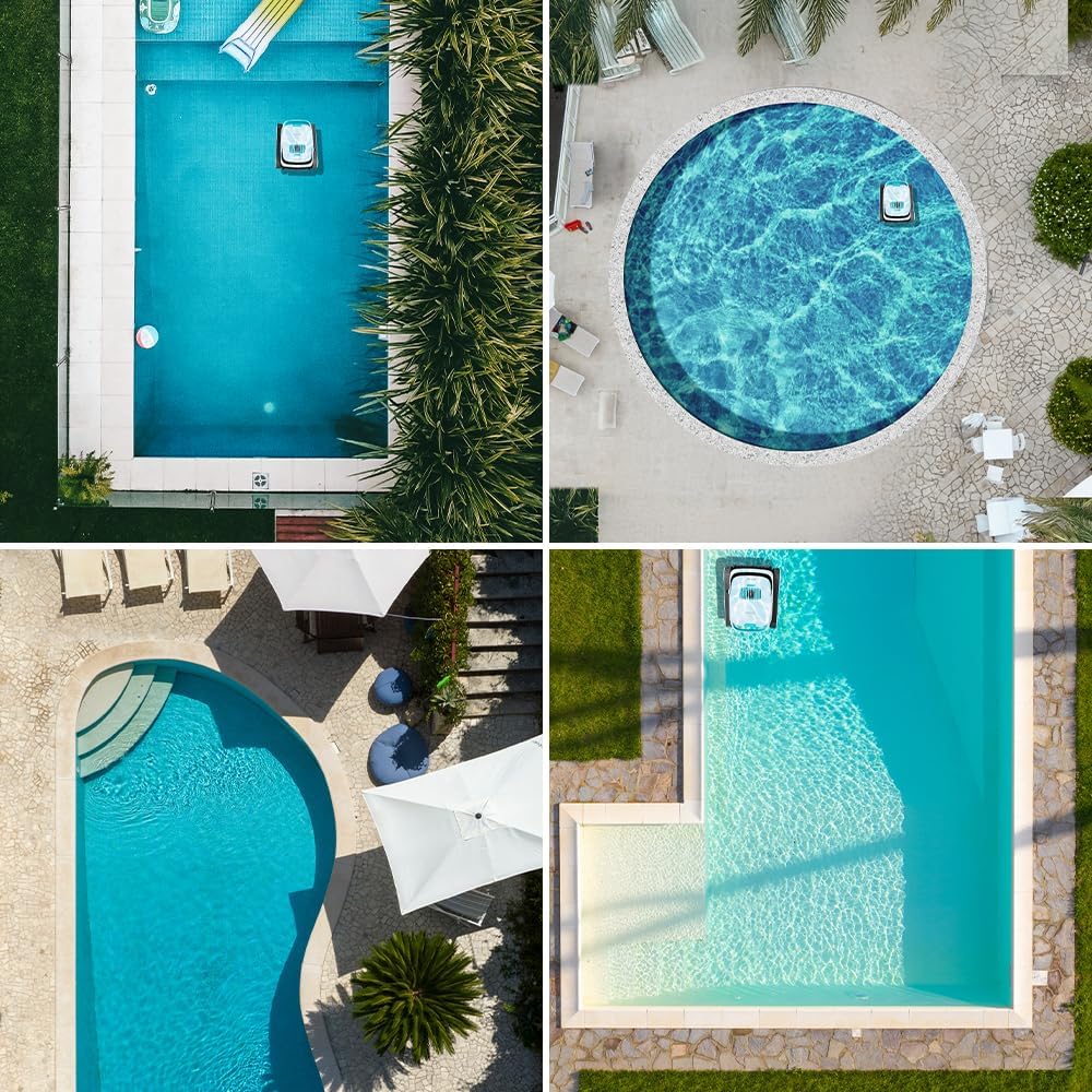 Robot limpiafondos Cecotec para suelos, paredes y línea de flotación Conga Pooldroid 5000 TotalClean Pearl. Superficies 100m2, pendiente máx. 90º, limpieza ordenada, autonomía 100min, capacidad 4L