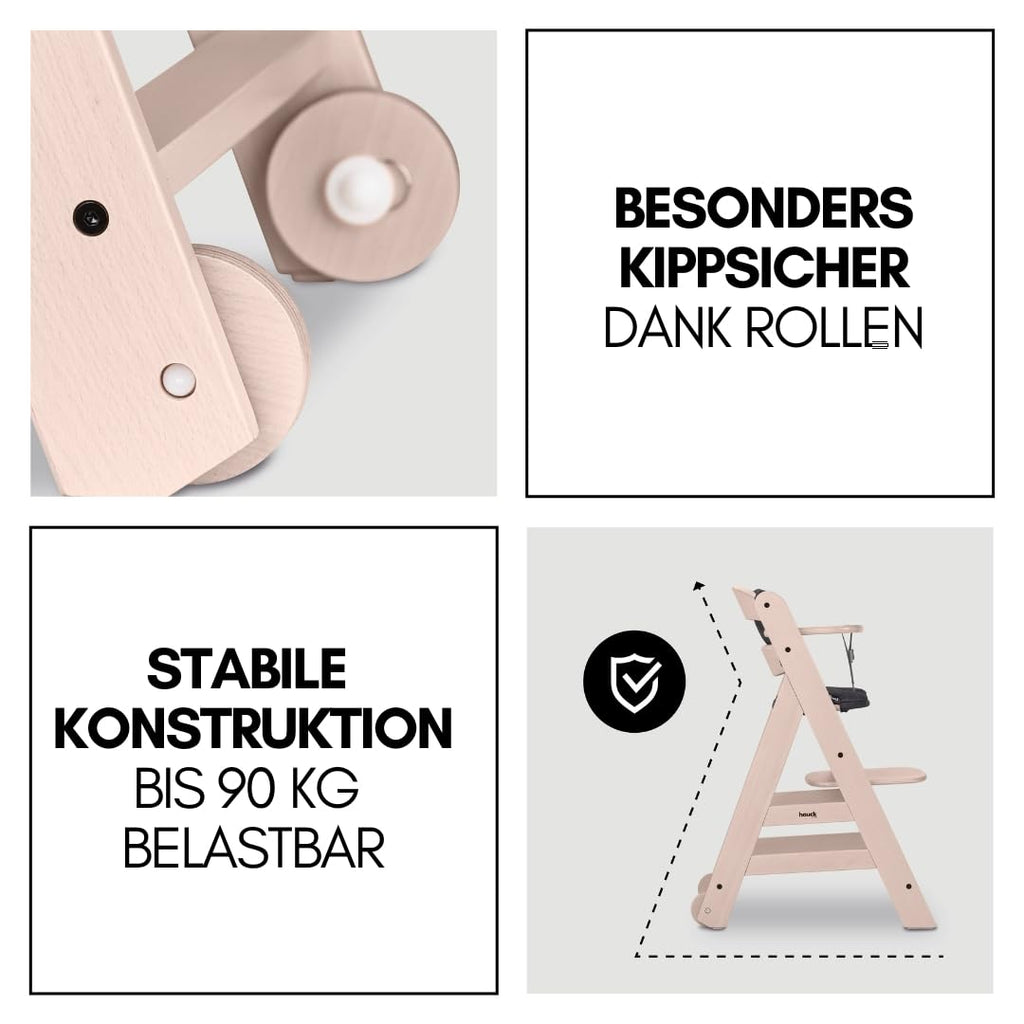 hauck Trona Beta+ Newborn Set Premium Dark Grey - Set de trona para bebé desde el nacimiento con accesorio para recién nacido Bouncer, cojín de asiento y bandeja - Gris oscuro