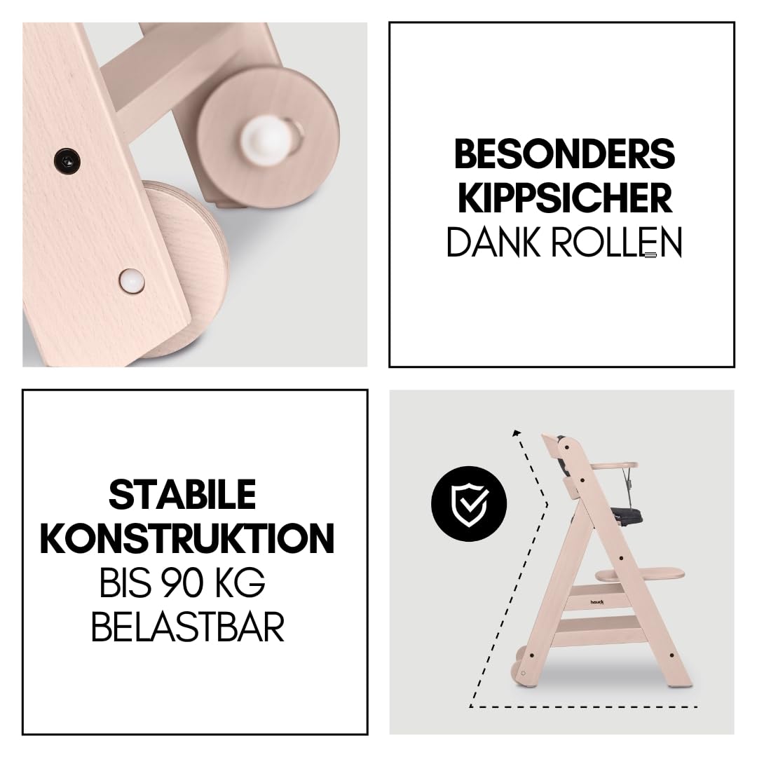 hauck Trona Beta+ Newborn Set Premium Dark Grey - Set de trona para bebé desde el nacimiento con accesorio para recién nacido Bouncer, cojín de asiento y bandeja - Gris oscuro