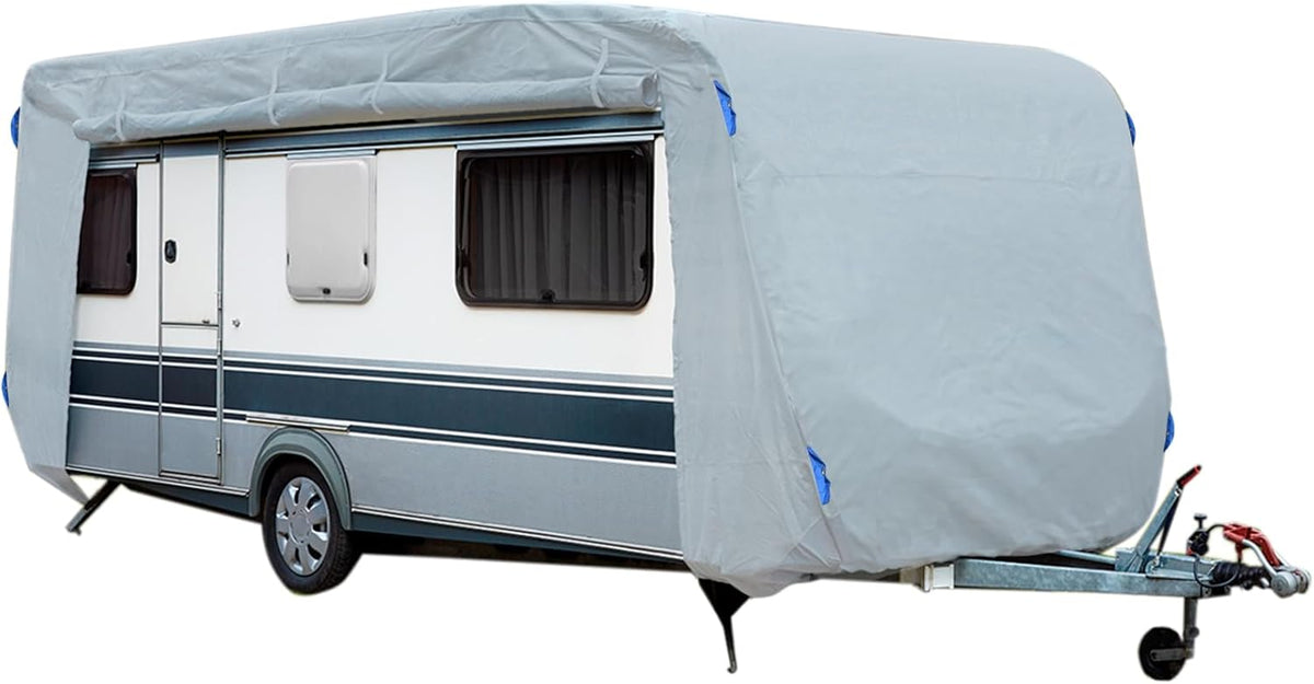 GreenYard® Lona de protección para caravanas o autocaravanas | Talla S 460 x 250 x 220 cm | Funda de camping | Protección contra el polvo y la humedad | Transpirable | Duradera