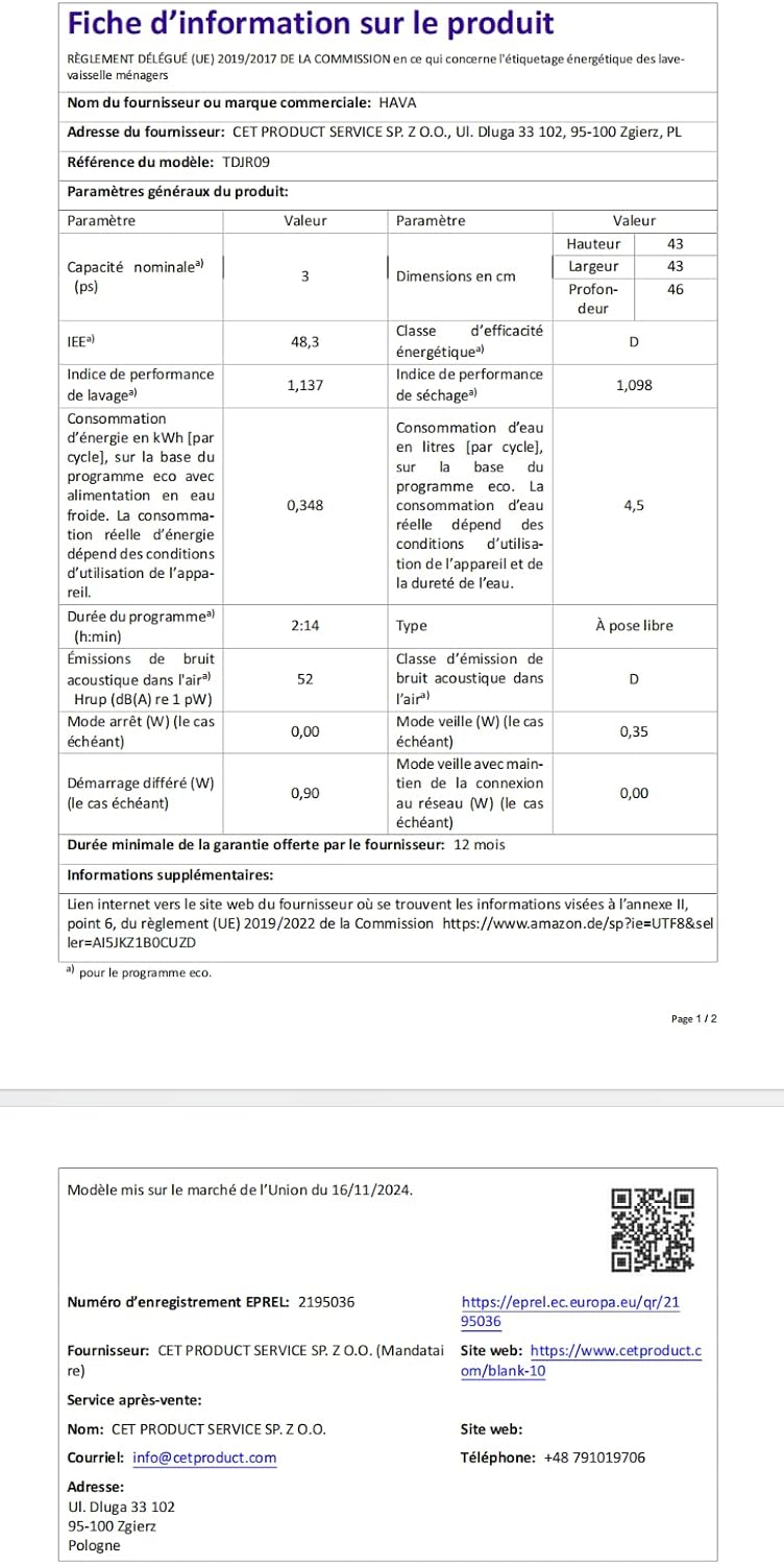 HAVA 2025 NUEVO lavavajillas de sobremesa con ablandador de agua y mayor eficiencia energética, lavavajillas con 8 programas, bloqueo para niños y inicio diferido, sin necesidad de instalación
