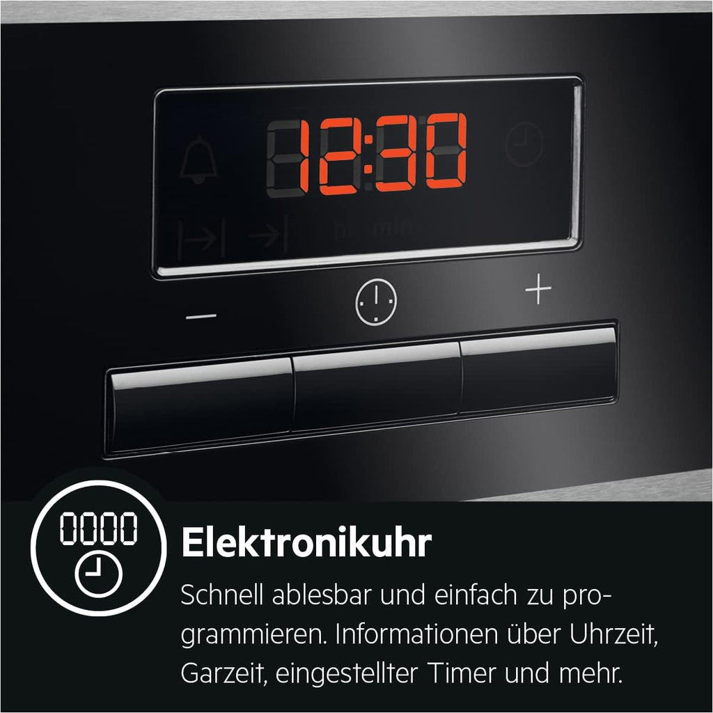 Horno empotrable AEG – Serie 5 Aire caliente circular: resultados de cocción uniformes en 3 niveles – Autolimpieza por pirólisis – 25 programas automáticos – Pantalla táctil LED – Calentamiento rápido – Negro – BPE53516AB