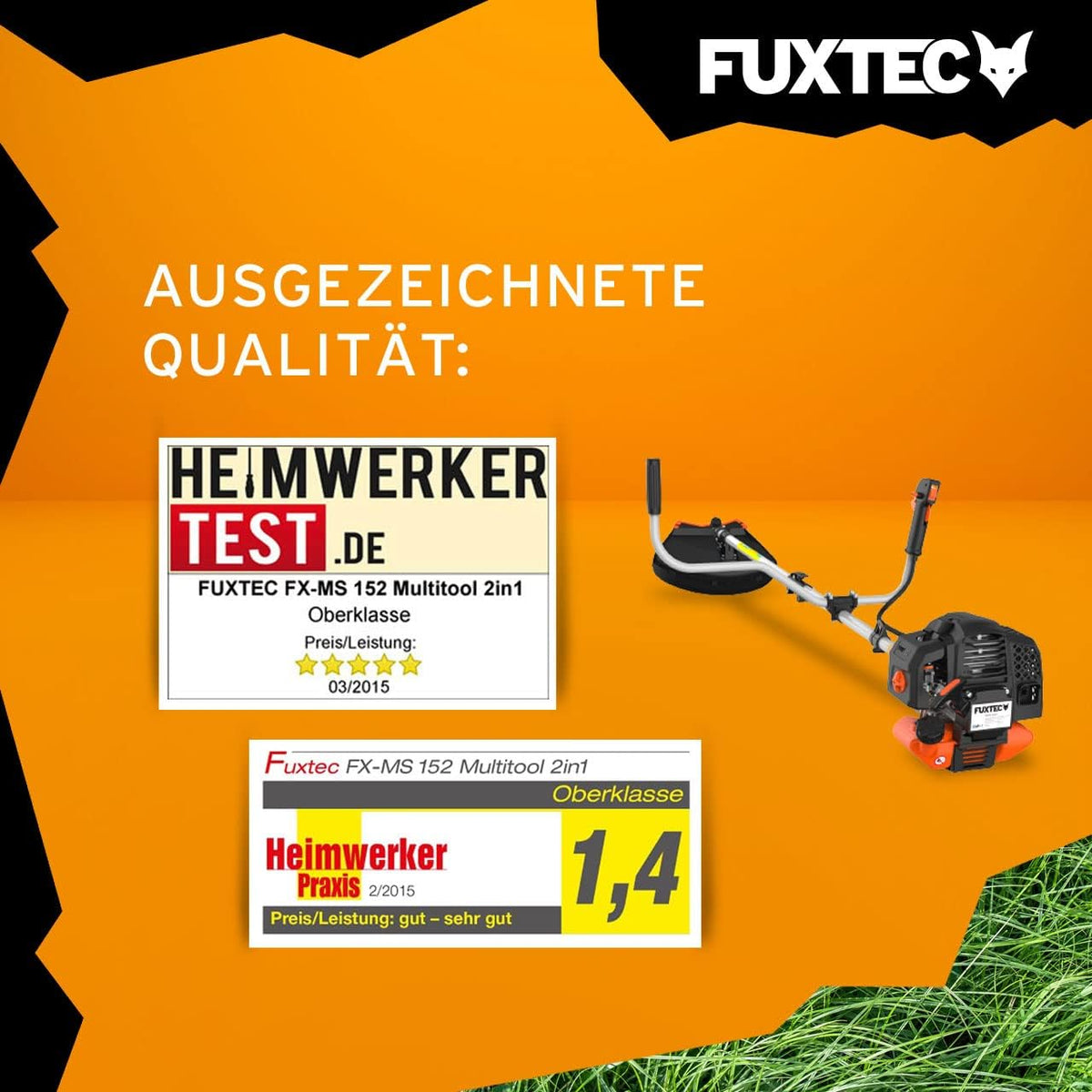 FUXTEC Benzin Motorsense FX-MS152 mit 52 cc, 2in1 Multitool , Profi-Tragegurt und 3 PS Leistung Trimmer Rasentrimmer Freischneider fs Faden 2-Takt, getestet in der Oberklasse mit Note 1,4 Easy Starter