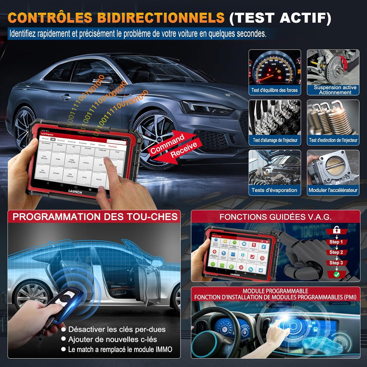 LAUNCH X431 Pro Elite Maletín de diagnóstico OBD2 para coche, bidireccional, codificación en línea de ECU, diagnóstico completo del sistema, más de 38 servicios de reinicio, CANFD DOIP, FCA, 2 años de actualización