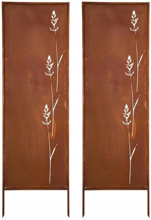 Kapaga - Panel de privacidad de metal - 160 cm x 50 cm - Óxido noble - Protector de privacidad con aspecto de óxido para jardín - Elemento de privacidad - Panel de ocultación - Decoración de jardín, valla - Óxido (Flores)