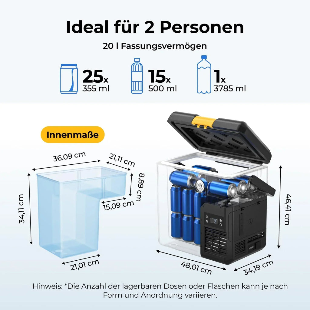 Nevera de compresor BougeRV CRH20 20L, batería 240Wh, -20°C a 20°C, control por app IPX4, 12V/24V/230V, camping y viajes 2026