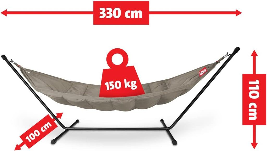 Hamaca Fatboy® Headdemock color topo - Hamaca con soporte - Apta para exteriores, jardín y terraza - 270 x 138 cm
