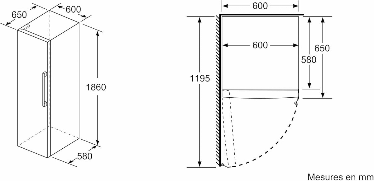 Bosch KSV36VLDP, Serie 4, Frigorífico de 1 puerta, Libre instalación, 186 x 60 cm, 346 L, Inox