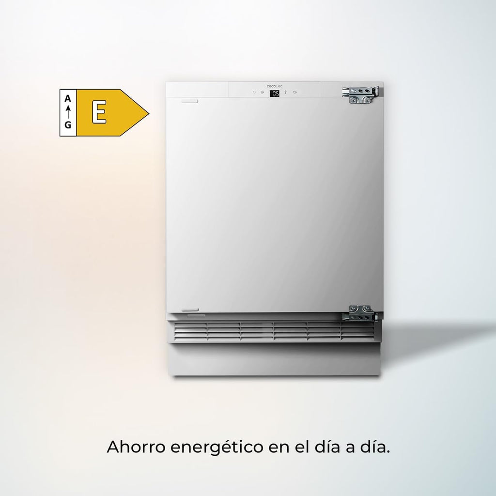 Mini frigorífico integrable Cecotec 138 L Bolero CoolMarket TT BI 138 White E. Altura 81,8 cm, 59,5 cm de ancho, pantalla táctil, enfriamiento rápido, puerta reversible, temperatura ajustable