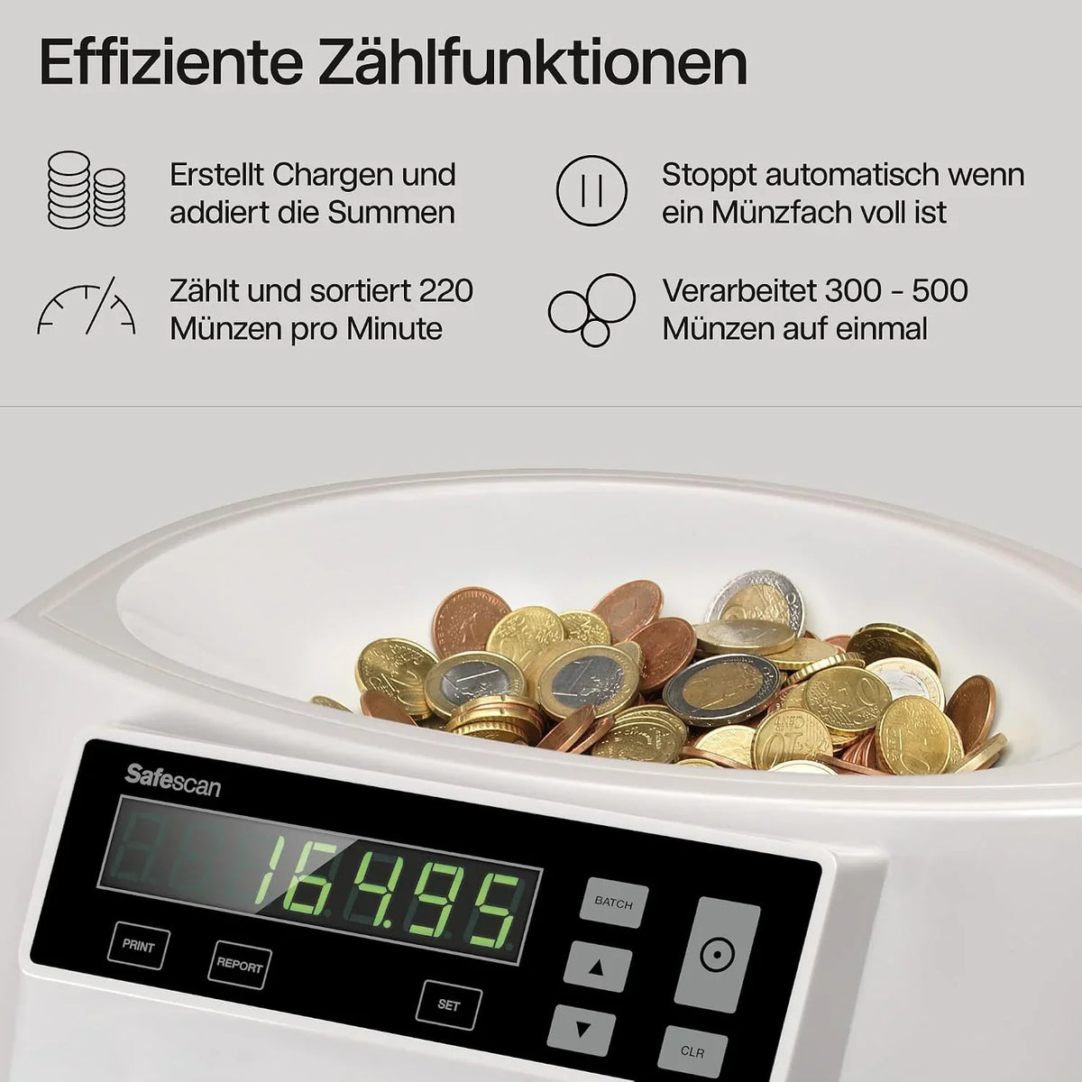 Contador y clasificador de monedas de euro 1250, clasificador automático de monedas y máquina contadora de dinero, modelo 948358, con cable