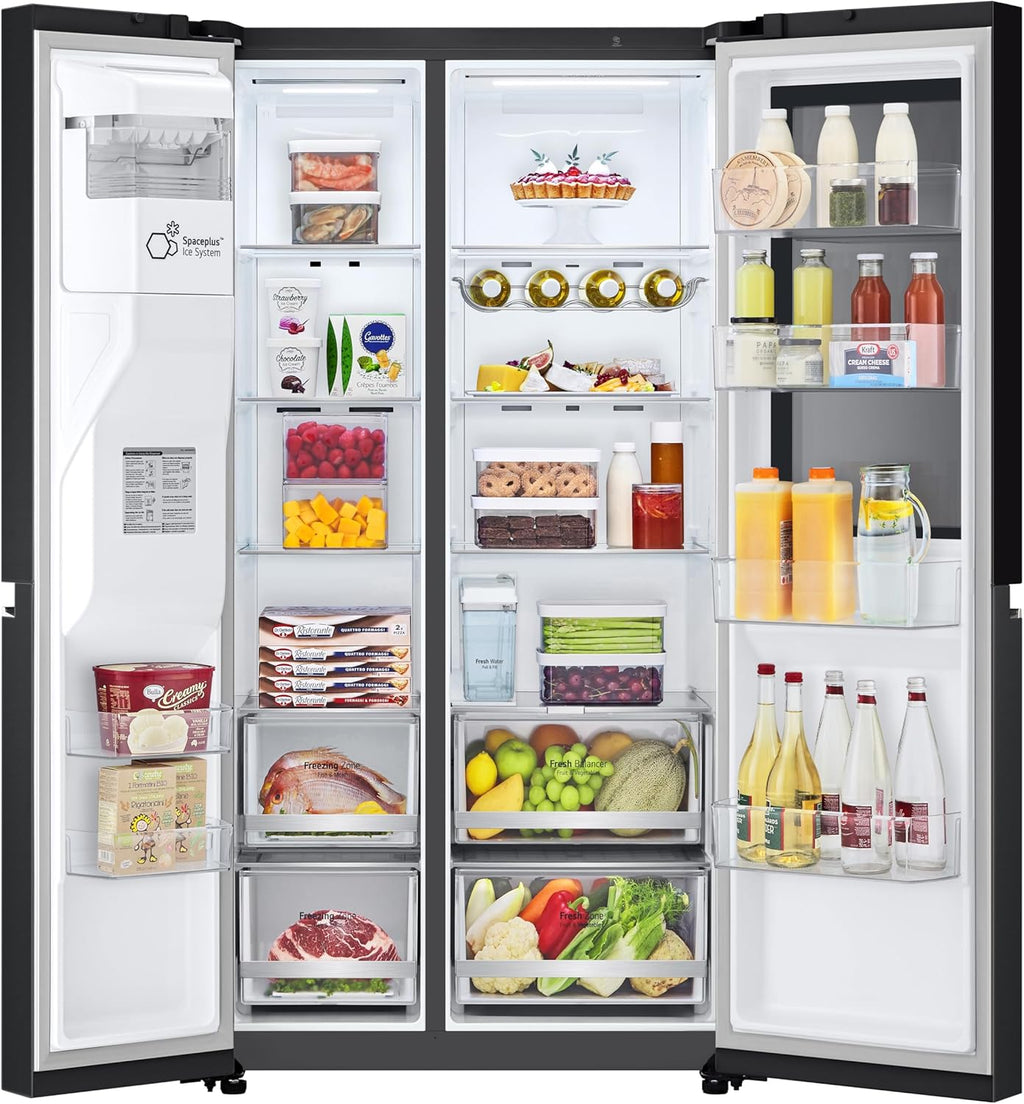 Frigorífico Side by Side LG GSGV81PYLL, Clase E, 635 L, Instaview, frigorífico con congelador, dispensador de hielo, hielo picado y agua, Total NoFrost, compresor Smart Inverter, Wi-Fi