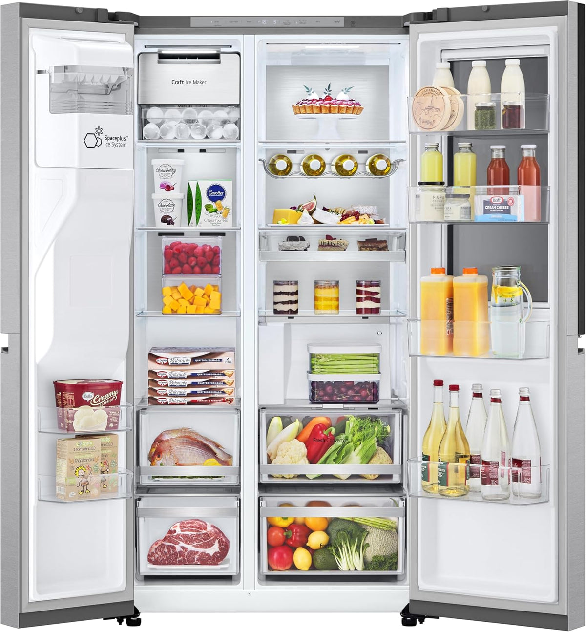 Frigorífico Side by Side LG GSGV81PYLL, Clase E, 635 L, Instaview, frigorífico con congelador, dispensador de hielo, hielo picado y agua, Total NoFrost, compresor Smart Inverter, Wi-Fi