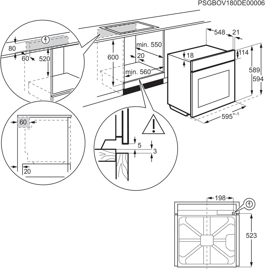 Horno empotrable AEG – Serie 5 Aire caliente circular: resultados de cocción uniformes en 3 niveles – Autolimpieza por pirólisis – 25 programas automáticos – Pantalla táctil LED – Calentamiento rápido – Negro – BPE53516AB