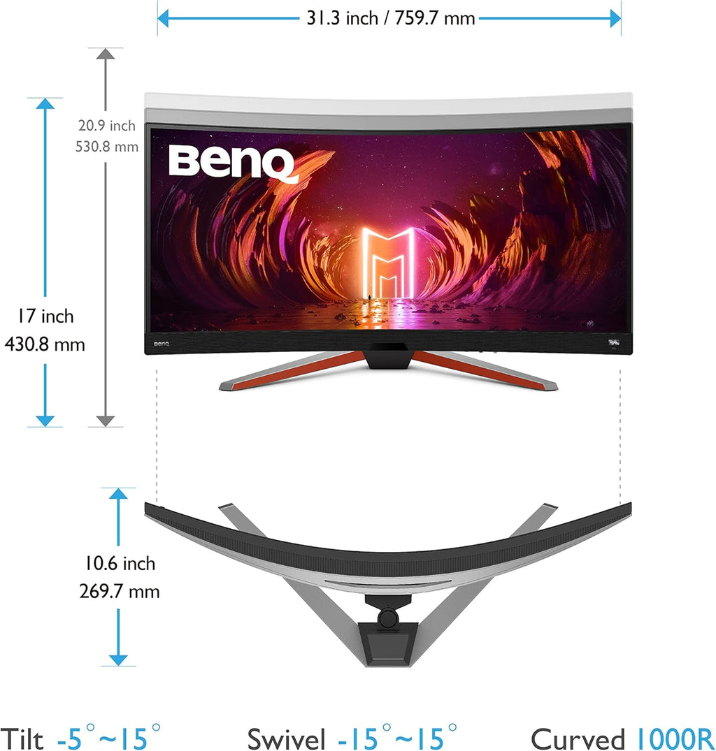 Monitor Gaming Curvo BenQ MOBIUZ EX3410R (34 pulgadas, Ultrawide, 1440p, 144 Hz, 1 ms, HDR 400, FreeSync Premium Pro, mando a distancia)
