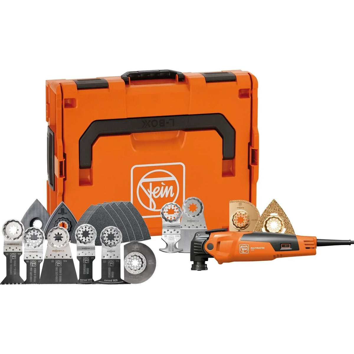 FEIN Multimaster MM 500 Plus Top EDITION con 62 accesorios para serrar, lijar, cortar, retirar baldosas y más