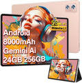 Tableta Android de 11 pulgadas, 24 GB de RAM, 256 GB de ROM (ampliable a 2 TB), Octa-Core, WiFi 5G+2.4G, Widevine L1, 13 MP+5 MP, Bluetooth 5.0, tableta táctil de 8000 mAh con funda - Dorado