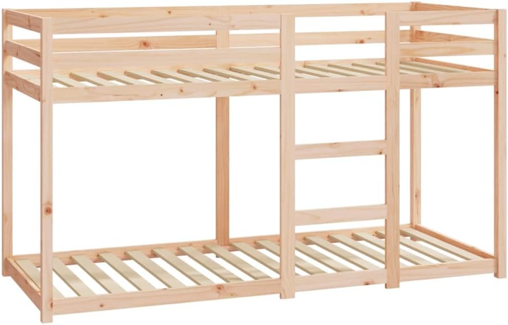 Cama litera Hommdiy para espacios reducidos, cama alta con barandillas, estructura de cama, 75x190 cm, madera maciza de pino