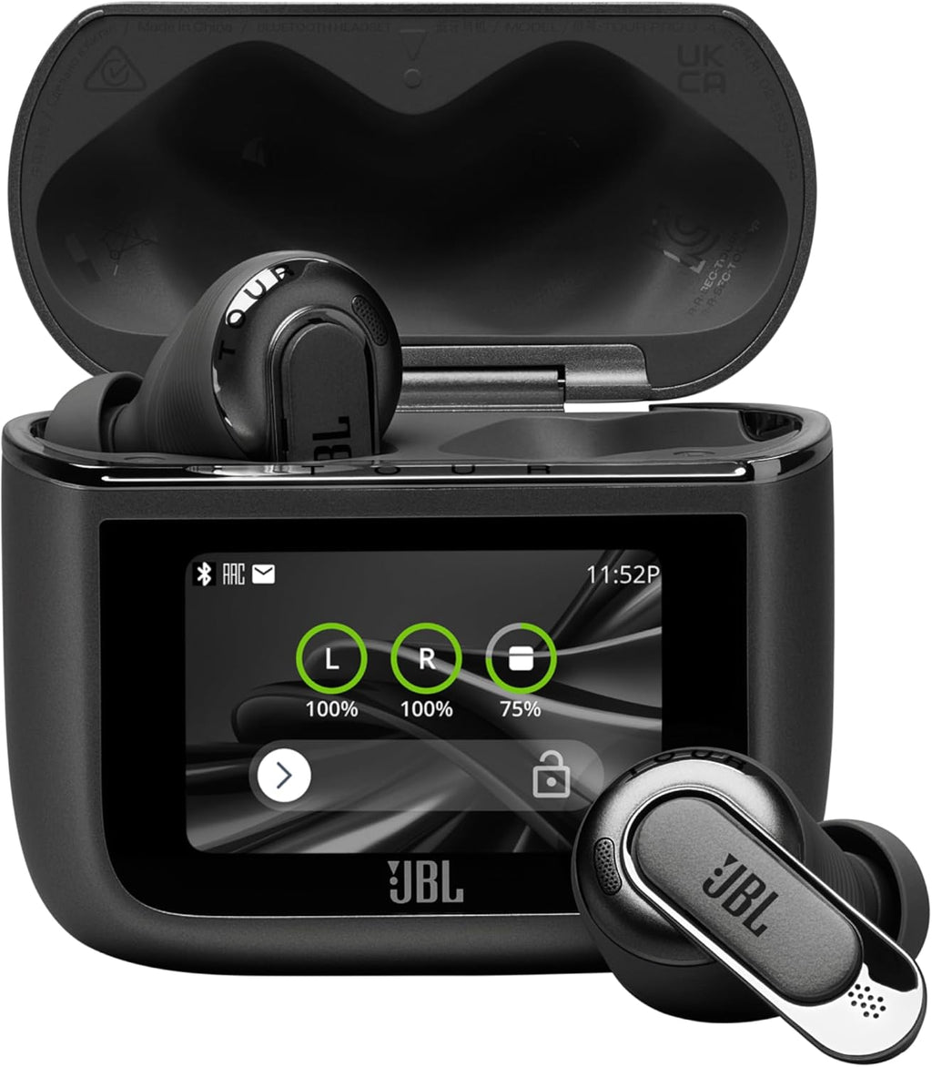 JBL Tour Pro 3, auriculares True Wireless Bluetooth con estuche de carga inteligente, 40 h de duración de batería, True Adaptive Noise Cancelling 2.0 y sonido JBL Spatial 360 con seguimiento de cabeza, negro