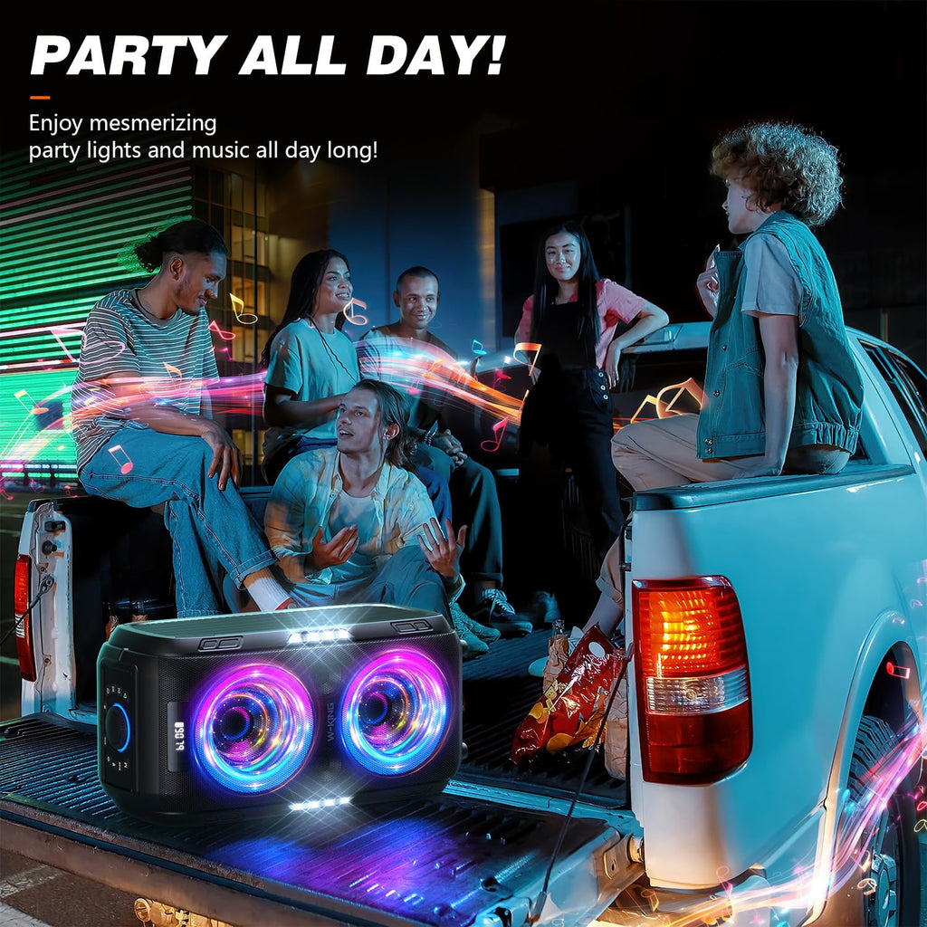 Altavoz Bluetooth W-KING 270W Peak Partybox 125dB, 12 bajos, 2 woofers de 16,5 cm, super graves, entrada de micrófono y guitarra, USB, AUX, batería.