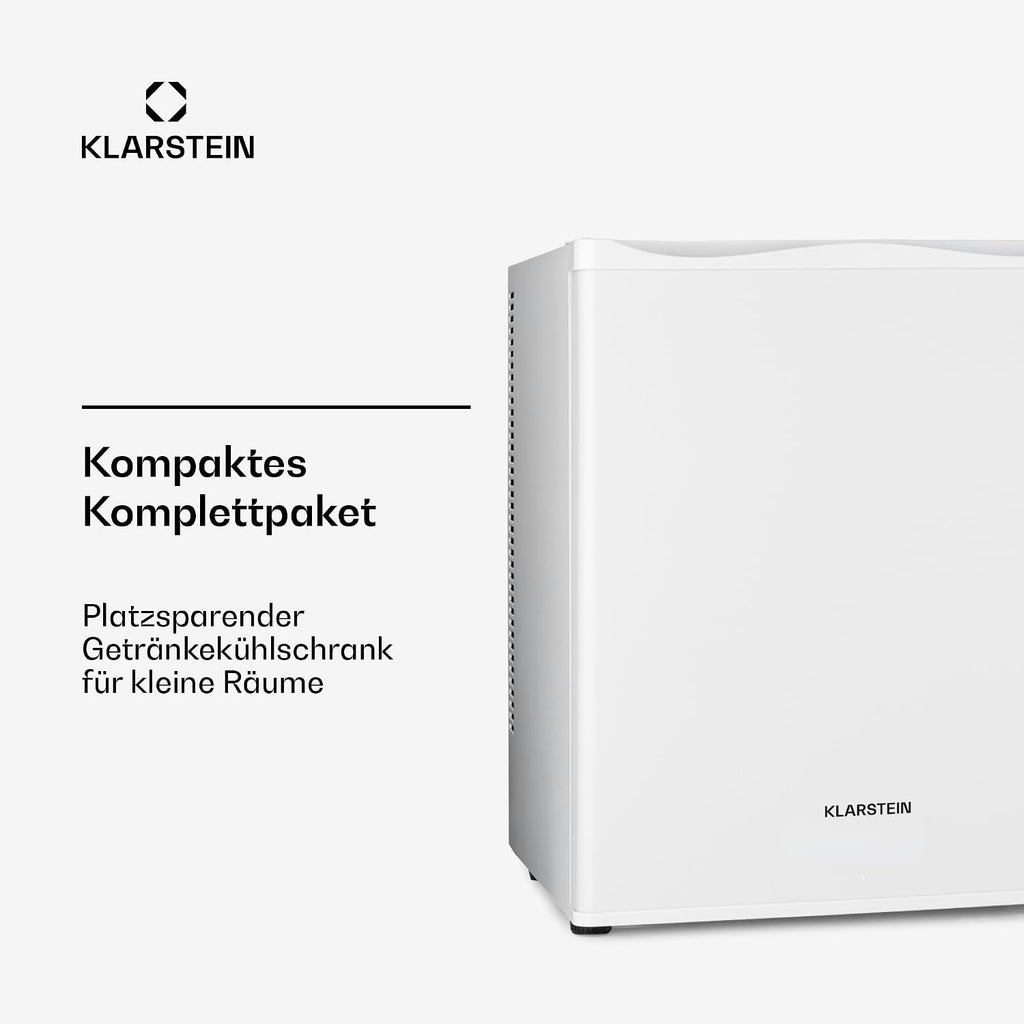 Mini refrigerador Klarstein para habitaciones, mininevera de 30 L para bebidas y cosméticos, minibar pequeño, refrigerador pequeño y silencioso, estantes ajustables, pequeño refrigerador para cuidado de la piel 5-15 °C