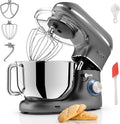 Robot kuchenny - 2000 W - miska do mieszania ze stali nierdzewnej (6,2 l) - mikser kuchenny z mieszania, hakiem do zagniatania, trzepaczką i ochroną przed pryskaniem - w zestawie