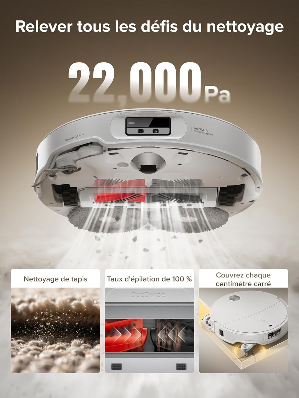 Roborock Qrevo CurvX Robot Aspirador y Fregasuelos 22 000 Pa, Cepillo y Mopa FlexiArm, Anti-enredos, Chasis AdaptiLift, Estación Multifuncional 3.0 Thermo+, Control por Voz, 7,98 cm de altura