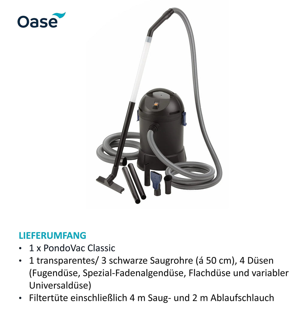 Aspirador de lodos para estanque Oase PondoVac Classic 50529 1400W 3000l/h, tratamiento de agua, 4 boquillas de aspiración para estanque y hogar