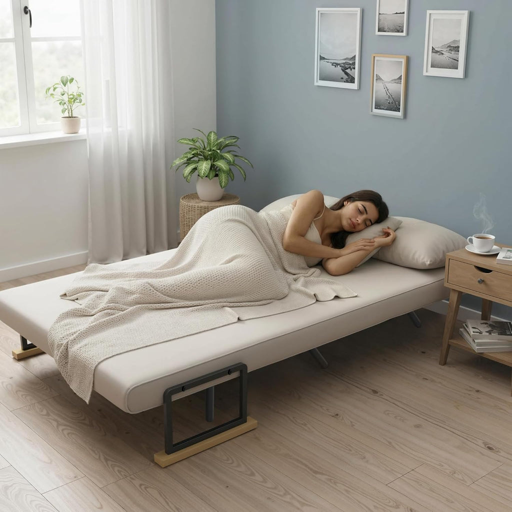 HOMCOM Sofá cama 4 en 1, sofá de 2 plazas con función de cama, 183 x 98,5 cm, sofá plegable con respaldo ajustable en 5 niveles, cojín lumbar y aspecto de terciopelo para salón, beige