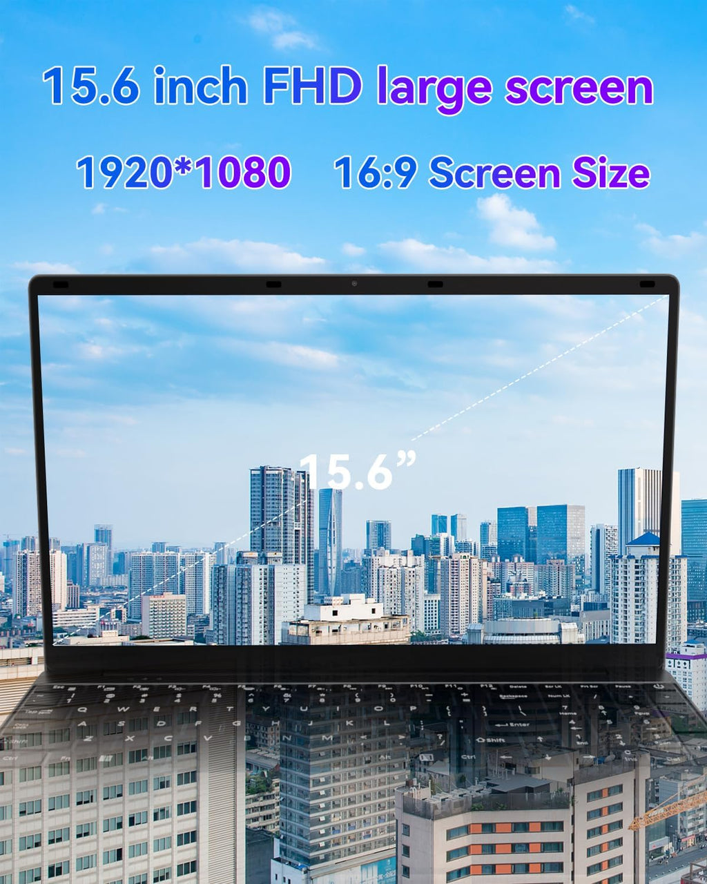 Portátil 16 GB RAM LPDDR4 512 GB SSD 15,6 Pulgadas UHD Procesador Celeron N5095 con Touch ID WiFi5 Bluetooth 4.0 USB 3.0 (Película para teclado incluida)
