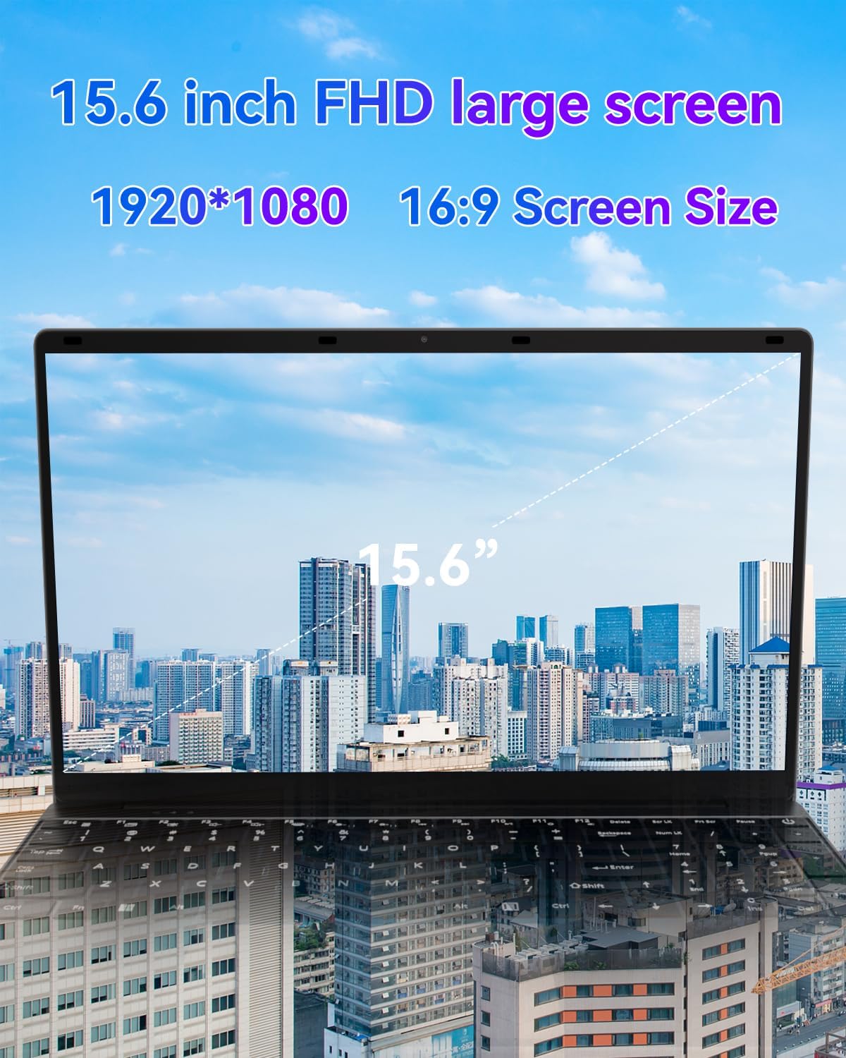 Portátil 16 GB RAM LPDDR4 512 GB SSD 15,6 Pulgadas UHD Procesador Celeron N5095 con Touch ID WiFi5 Bluetooth 4.0 USB 3.0 (Película para teclado incluida)