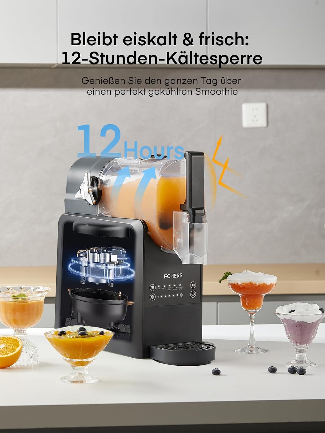 Máquina de granizados FOHERE, máquina de granizados de 2,6 L para el hogar, granizadora con autolimpieza, sin cubitos de hielo y 5 programas inteligentes, para granizados, cócteles helados, frappé, margaritas y batidos