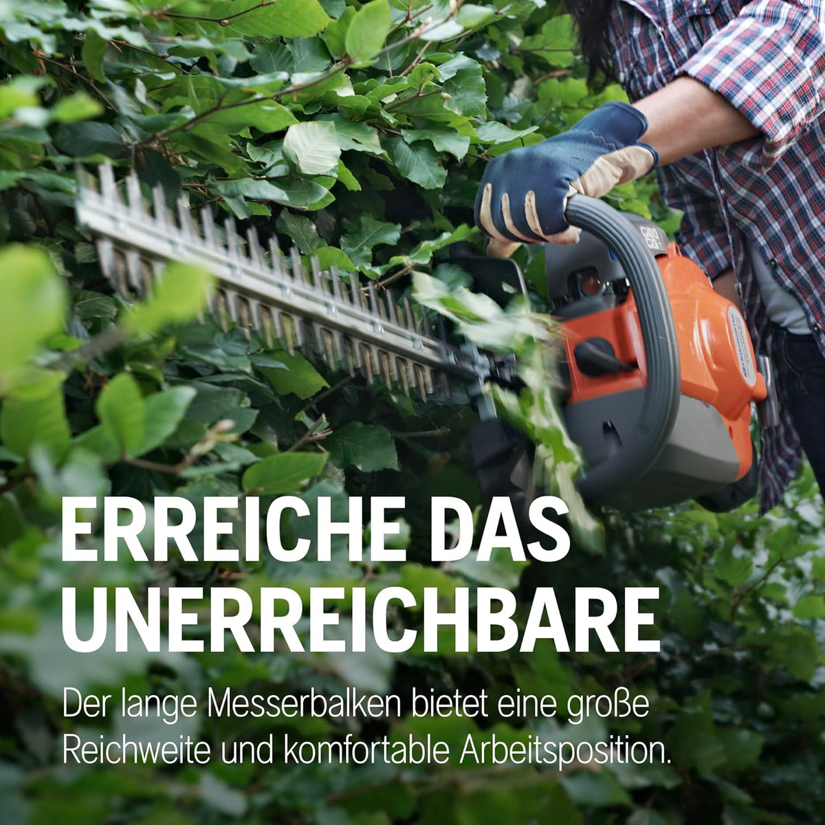 Cortasetos de gasolina Husqvarna 122HD60: motor de 21,7 cm³, cuchilla de doble acción de 59 cm, reducción de vibraciones LowVib®, tecnología Smart Start®, empuñadura trasera ajustable