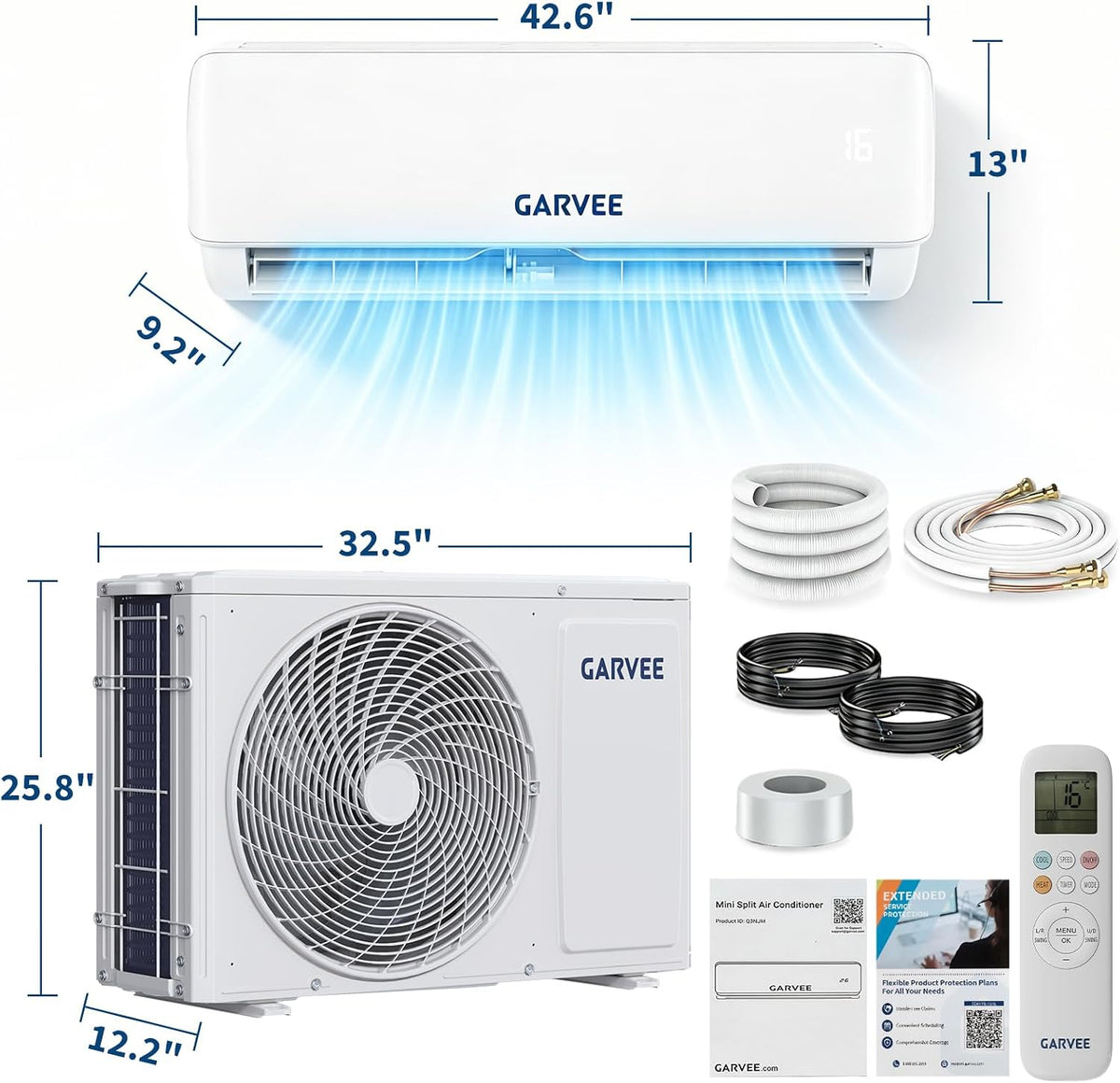 Klimaanlage Split - 12000 BTU (3.5 kW), Inverter Klimagerät mit Heizfunktion,Kühlen A++/Heizen A++, WiFi & App, Kältebringer Split Klimaanlage Wandmontage, bis 100qm, sehr leise,R32, Montagematerial