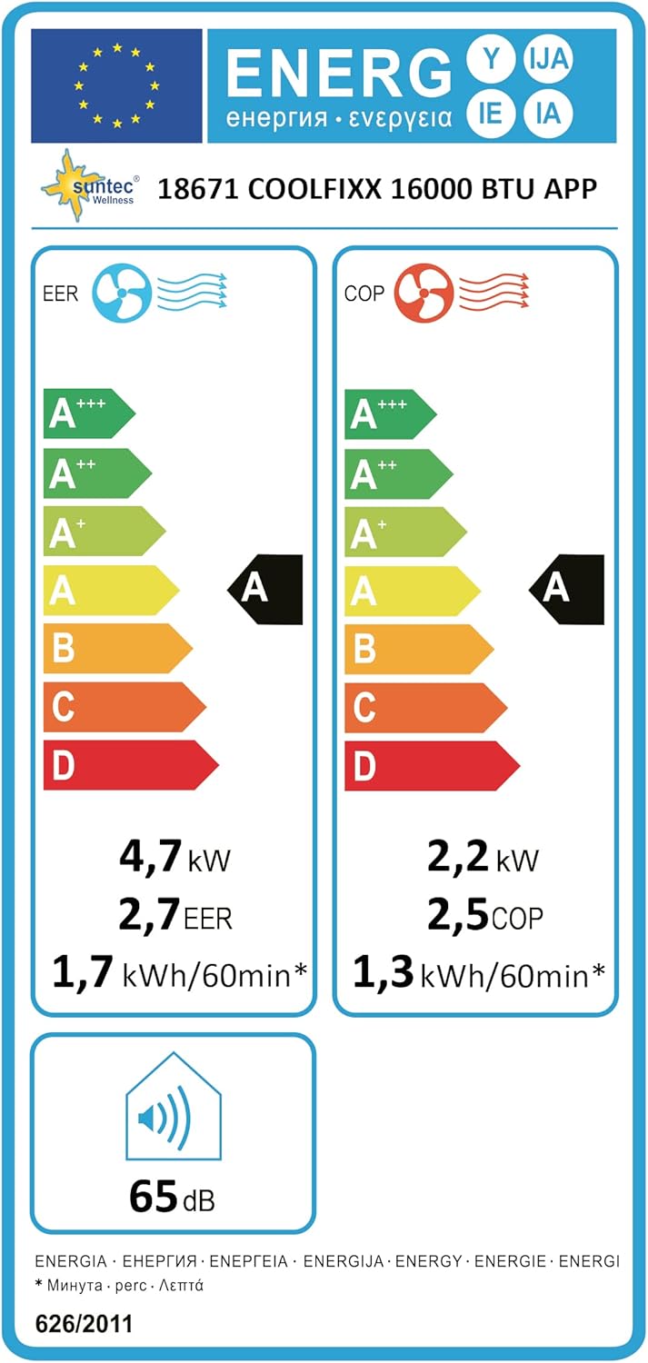 SUNTEC Aire acondicionado portátil Impuls 2.6 Eco R290 – Aire acondicionado móvil y silencioso con tubo de escape – Enfriador y deshumidificador para habitaciones de hasta 34 m² – Refrigeración móvil para hogar y oficina – 9.000 BTU | 2600 vatios