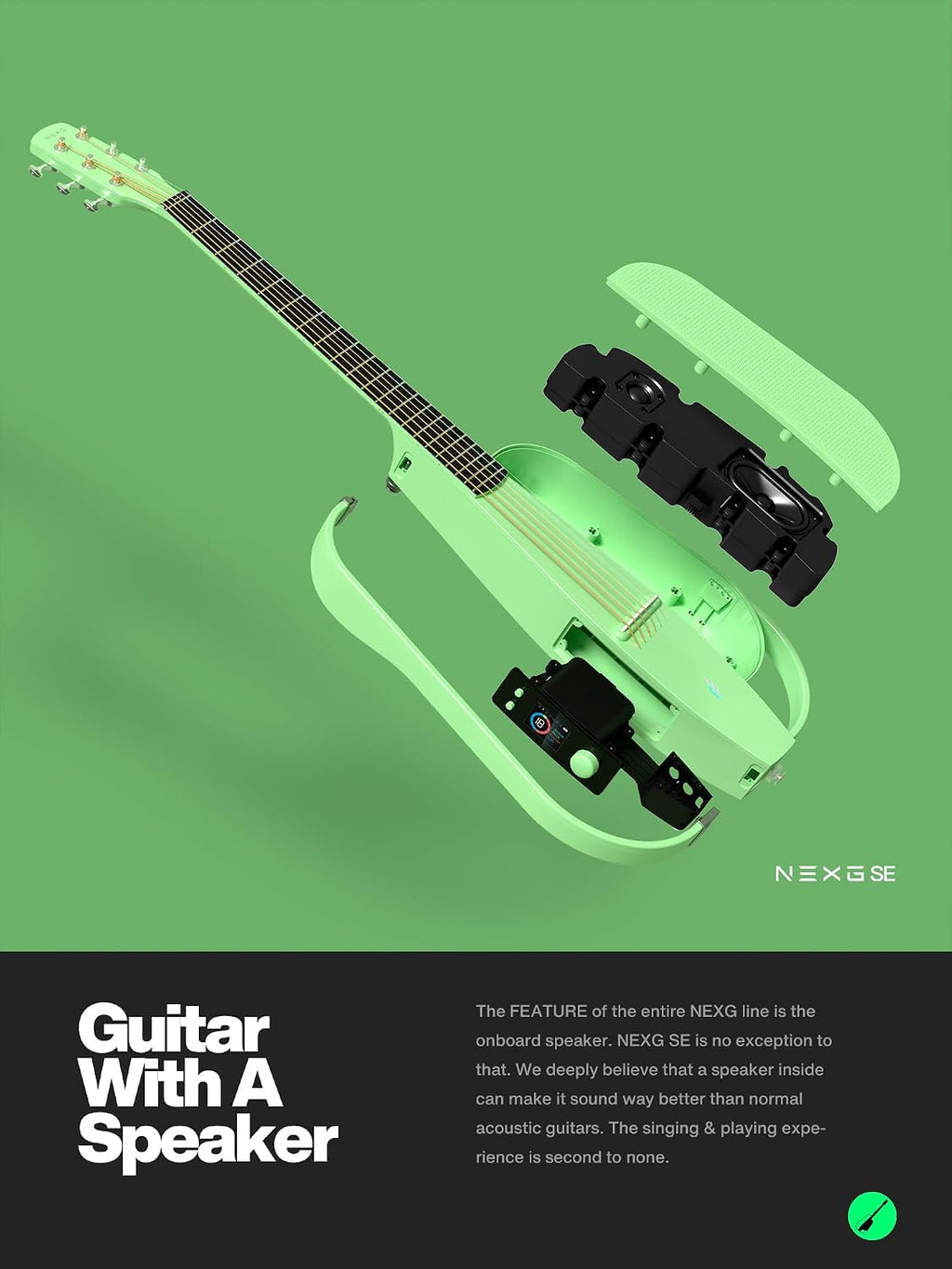 Set de guitarra Enya NEXG SE - Guitarra profesional de fibra de carbono de 38 pulgadas en verde, guitarra acústica eléctrica con audio inteligente para adultos, niños, principiantes, viajes, hogar, escuela, fiestas, conciertos, regalo festivo