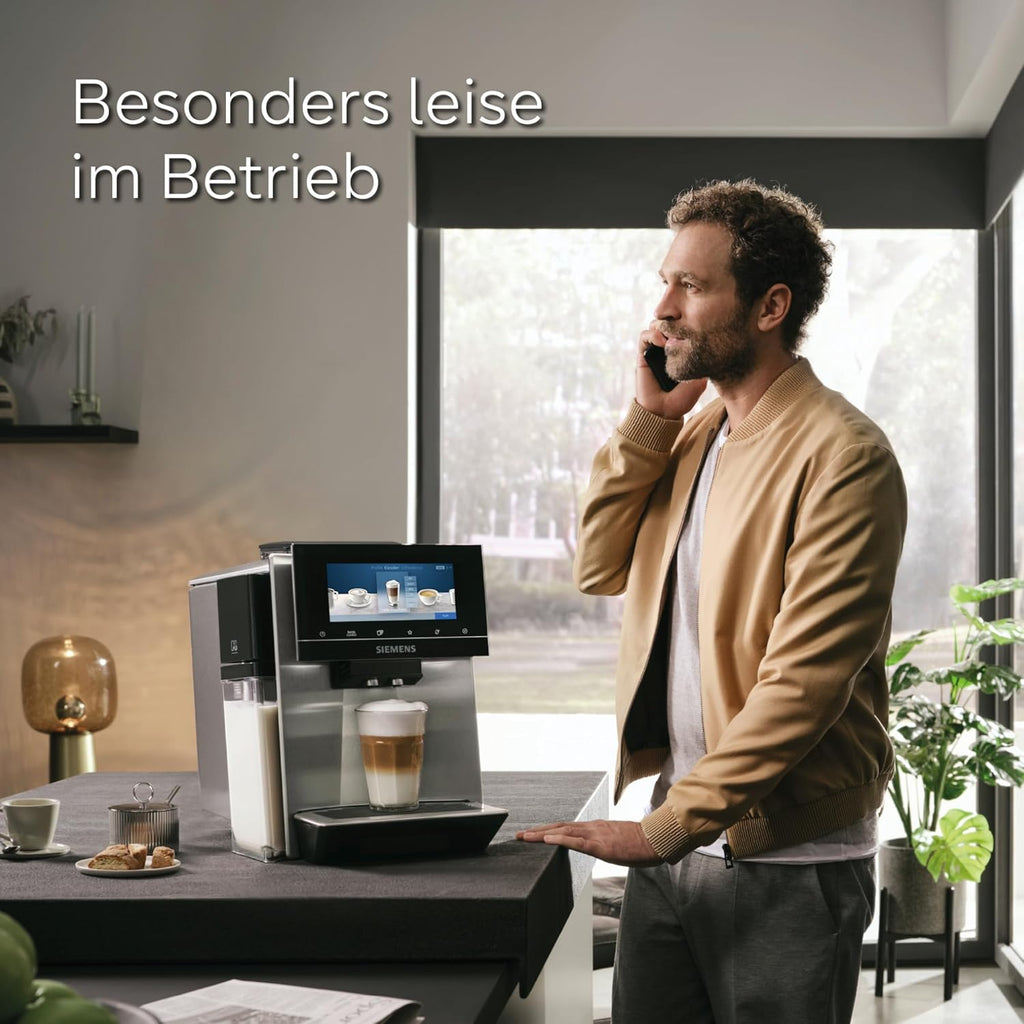 Cafetera superautomática Siemens EQ900 TQ903D03, control por app, pantalla táctil intuitiva, modo barista, AromaBoost, reducción de ruido, molinillo premium, limpieza automática con vapor, 1500 W, acero inoxidable