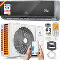 Set de aire acondicionado Split KESSER®, función WiFi/App, refrigeración A++/calefacción A+, 18000 BTU/h (5.300W) muy silencioso, refrigerante R32, mando a distancia, función de temporizador, material de montaje, antracita