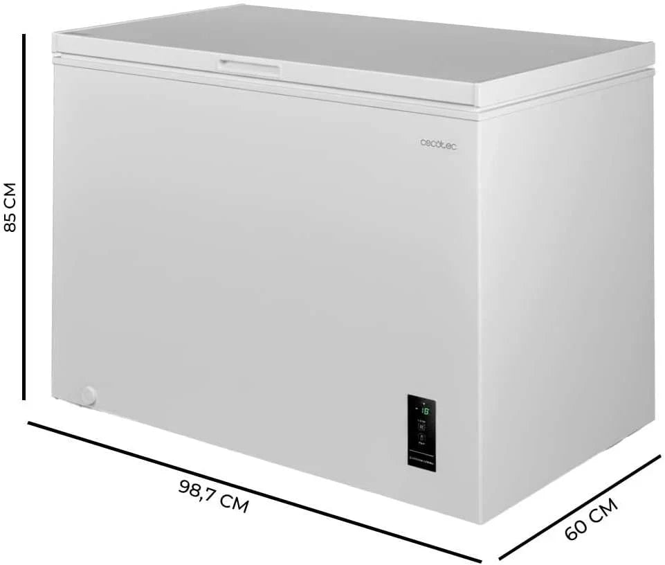 Cecotec Congelador Horizontal 249L Bolero CoolMarket Chest 249P Blanco E. Cesta con Asas, Control Electrónico LED, UltraContact D-Cool, Doble Función, Puerta ZeroG (80º-30º), Congelación Rápida, Compacto