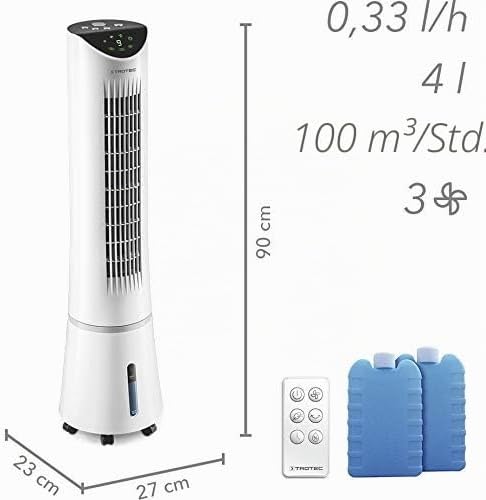 Enfriador de aire 3 en 1 TROTEC PAE 29 en forma de torre para refrigeración, ventilación y humidificación del aire